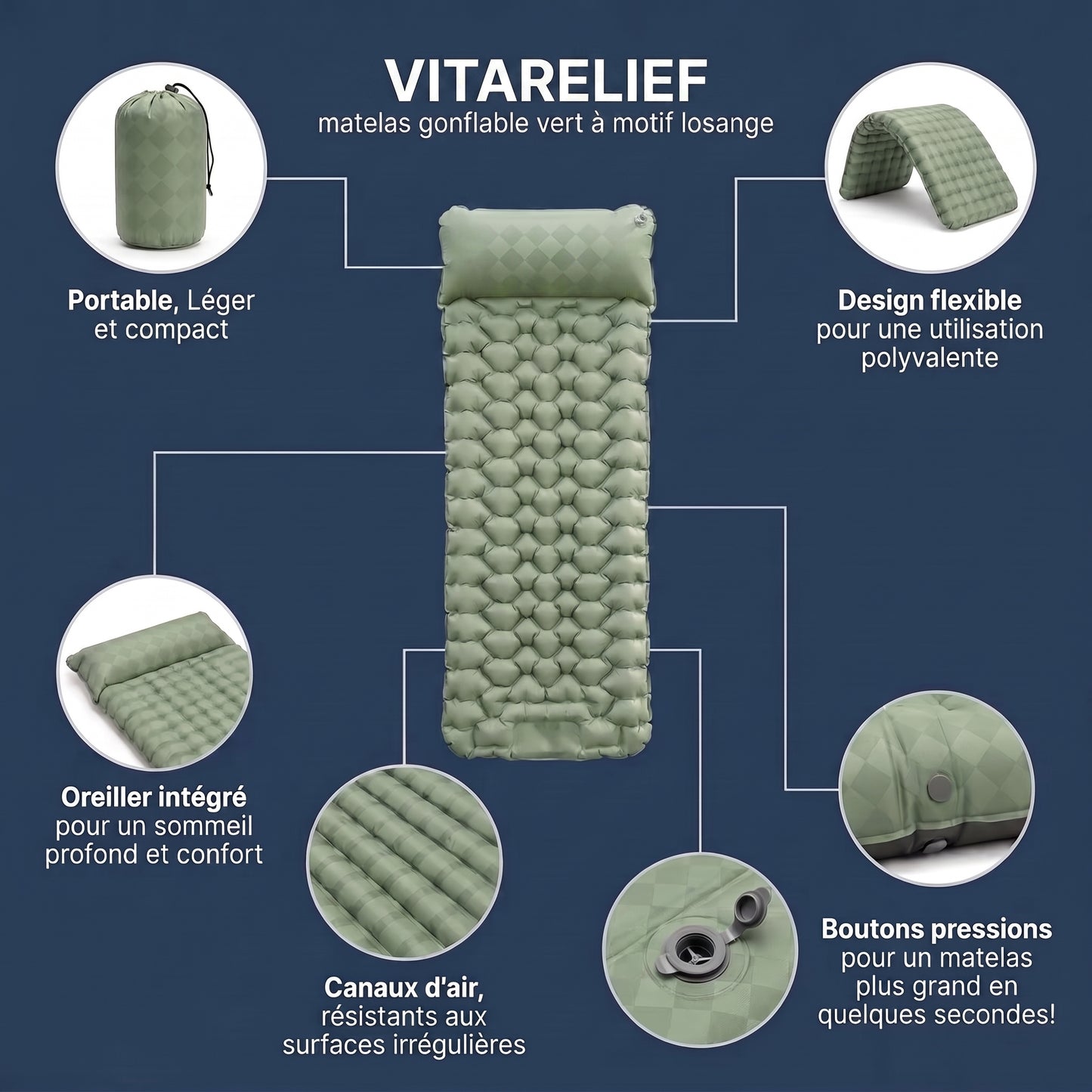 Matelas Gonflable Ultraléger de Camping